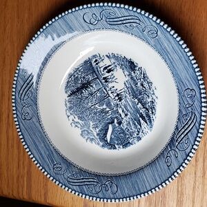 Currier & Ives salad/vegetables bowl vintage blue and white